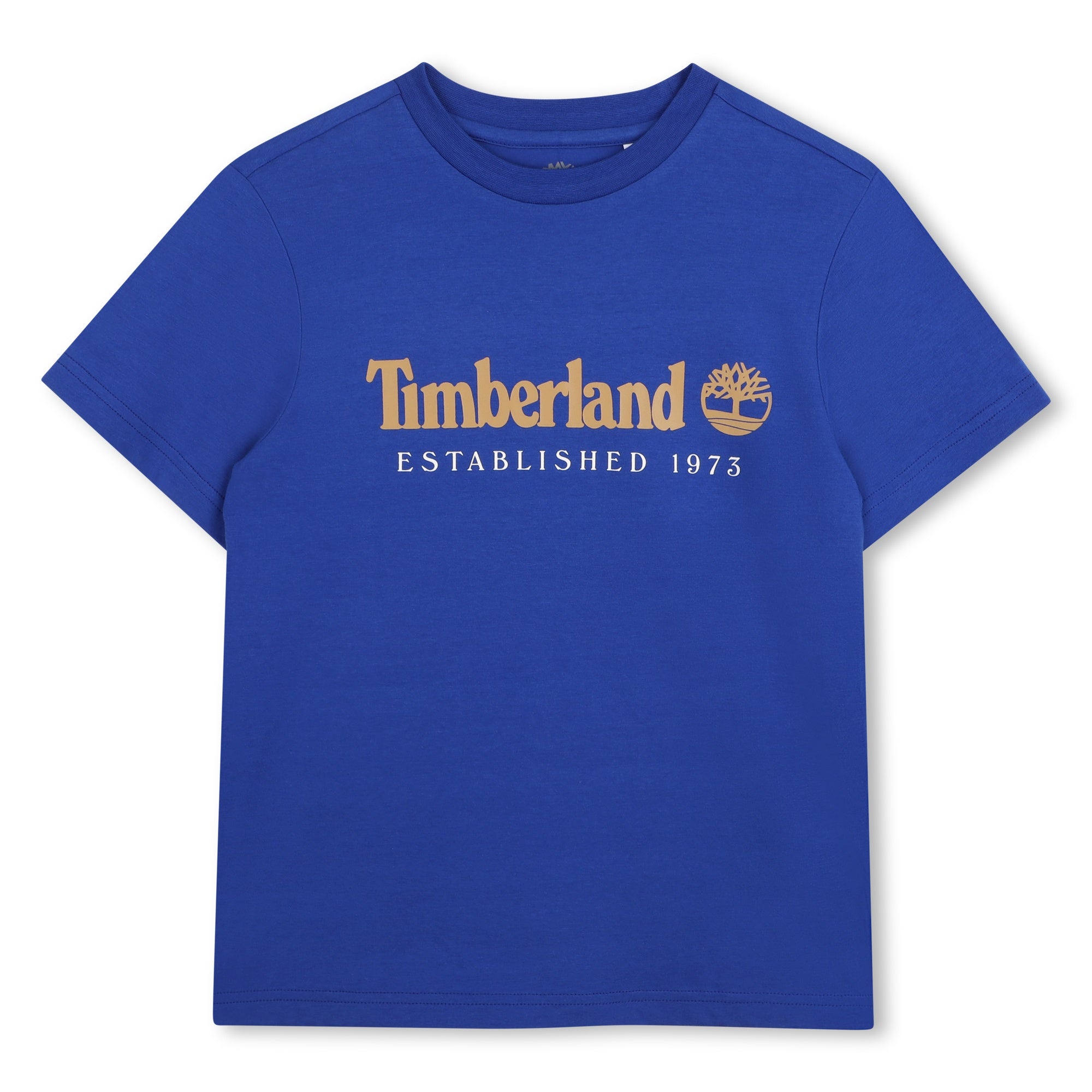 Timberland boys royal blue cotton short sleeve logo T-shirt front view