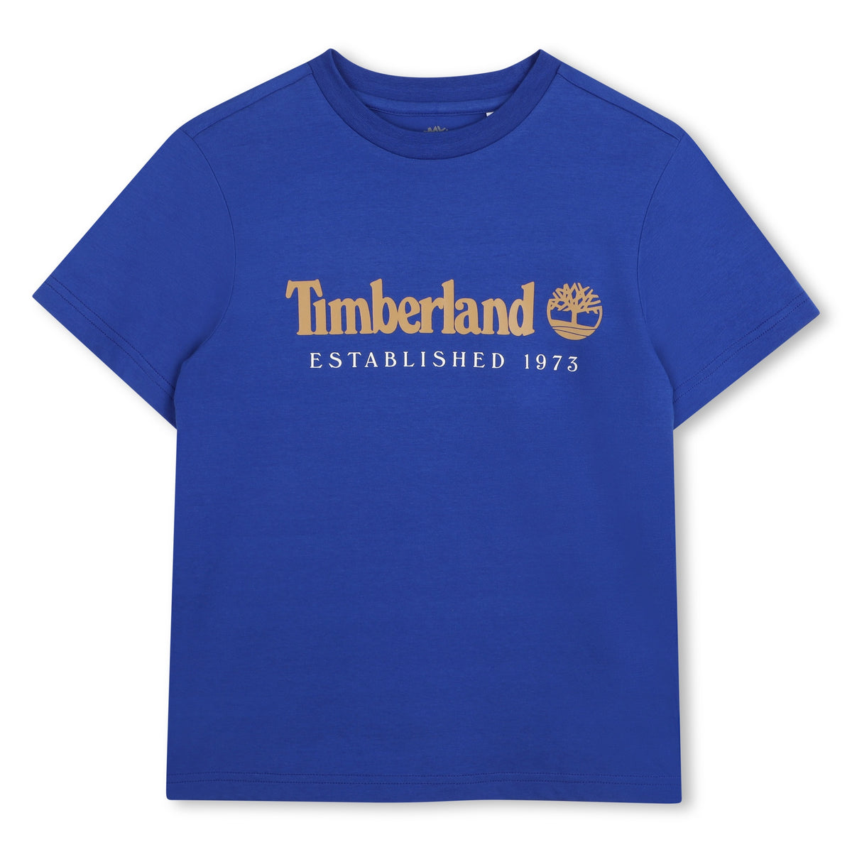 Timberland boys royal blue cotton short sleeve logo T-shirt front view