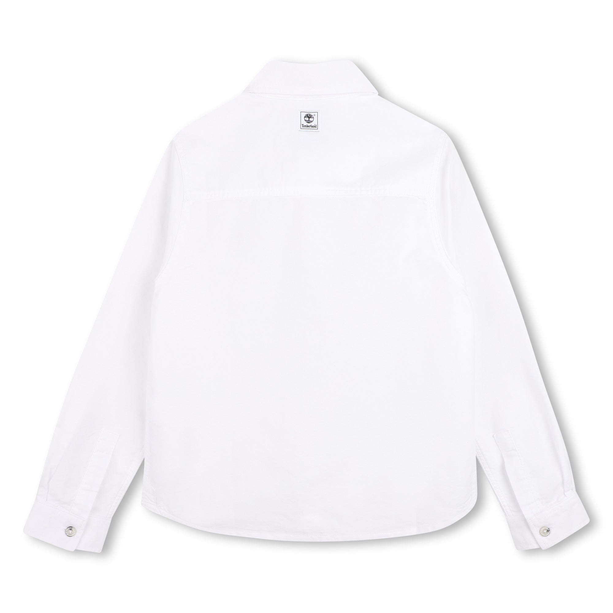 Timberland boys white long sleeve cotton shirt back view