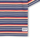  Timberland boys striped summer T-shirt close-up with hem logo