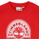     Timberland boys red logo sweatshirt close-up detail