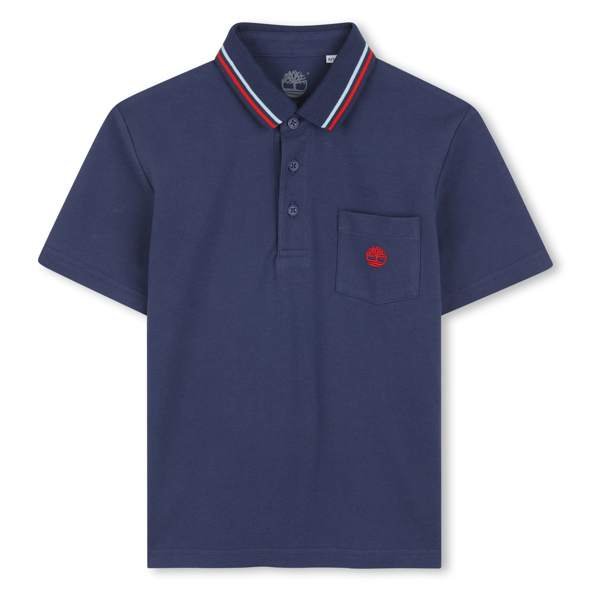     Timberland boys navy short sleeve polo shirt front view