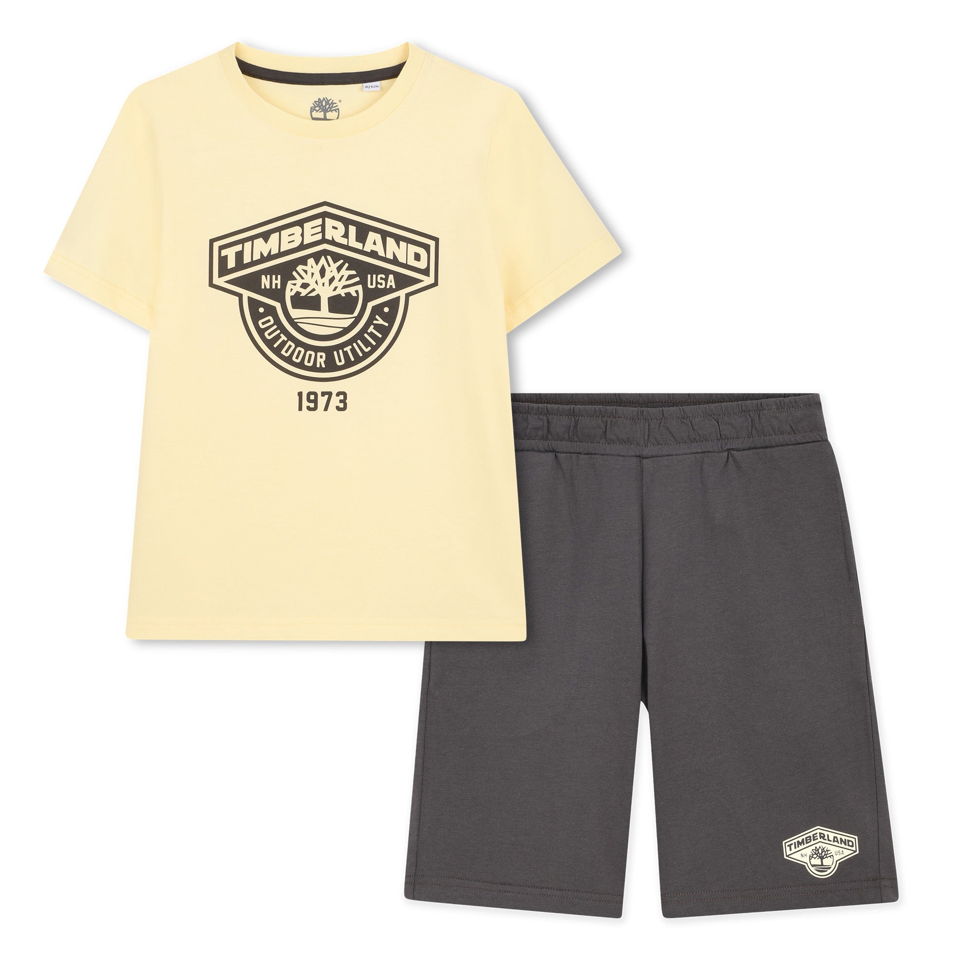     Timberland boys T-shirt and Bermuda shorts set front view