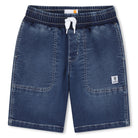 Timberland boys washed blue denim Bermuda shorts front view