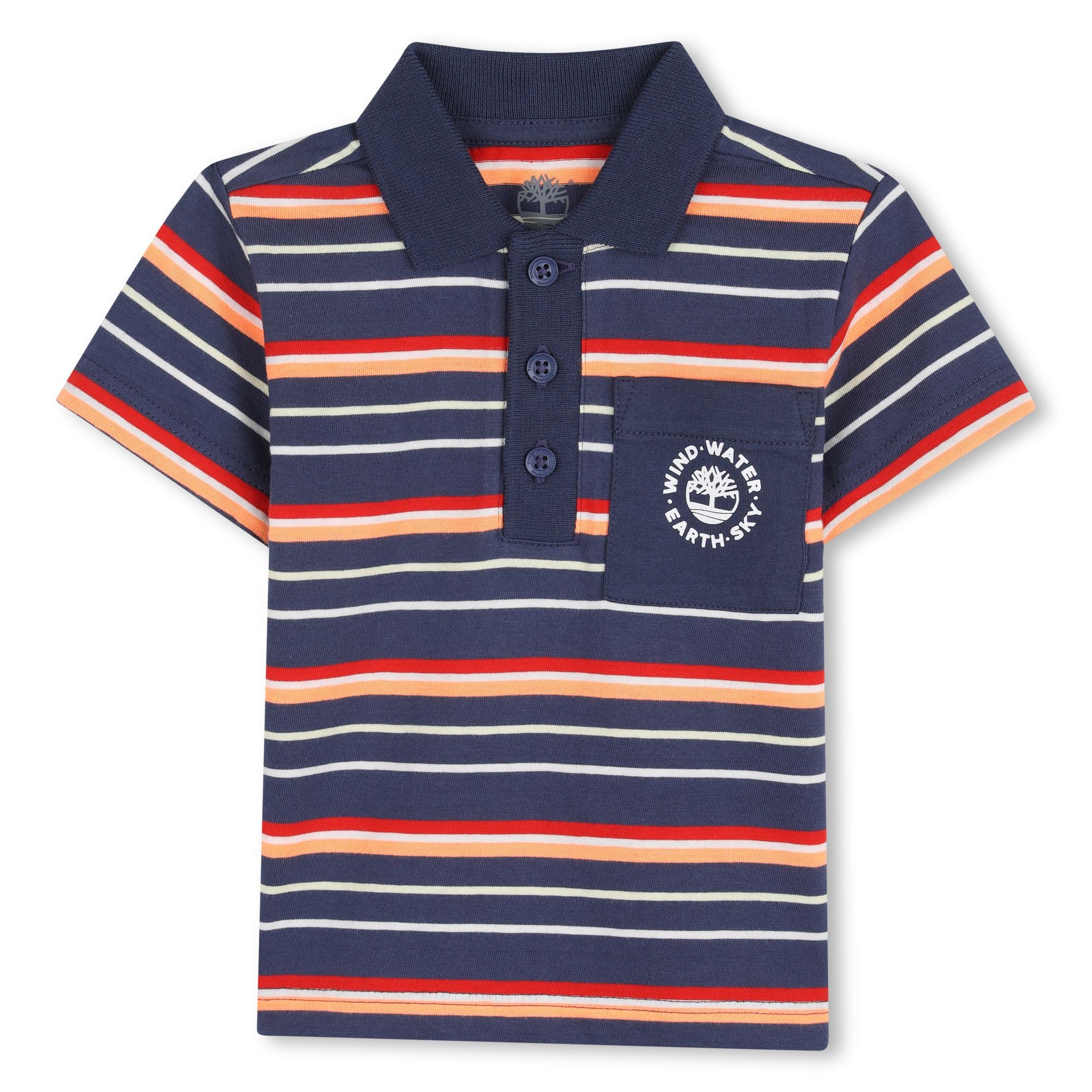     Timberland boys navy and red striped polo co-ord set for boys