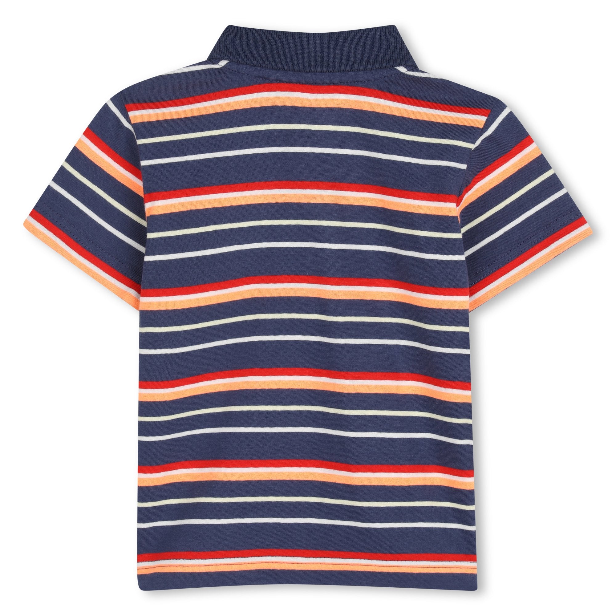     Timberland boys striped polo shirt with matching navy shorts back view