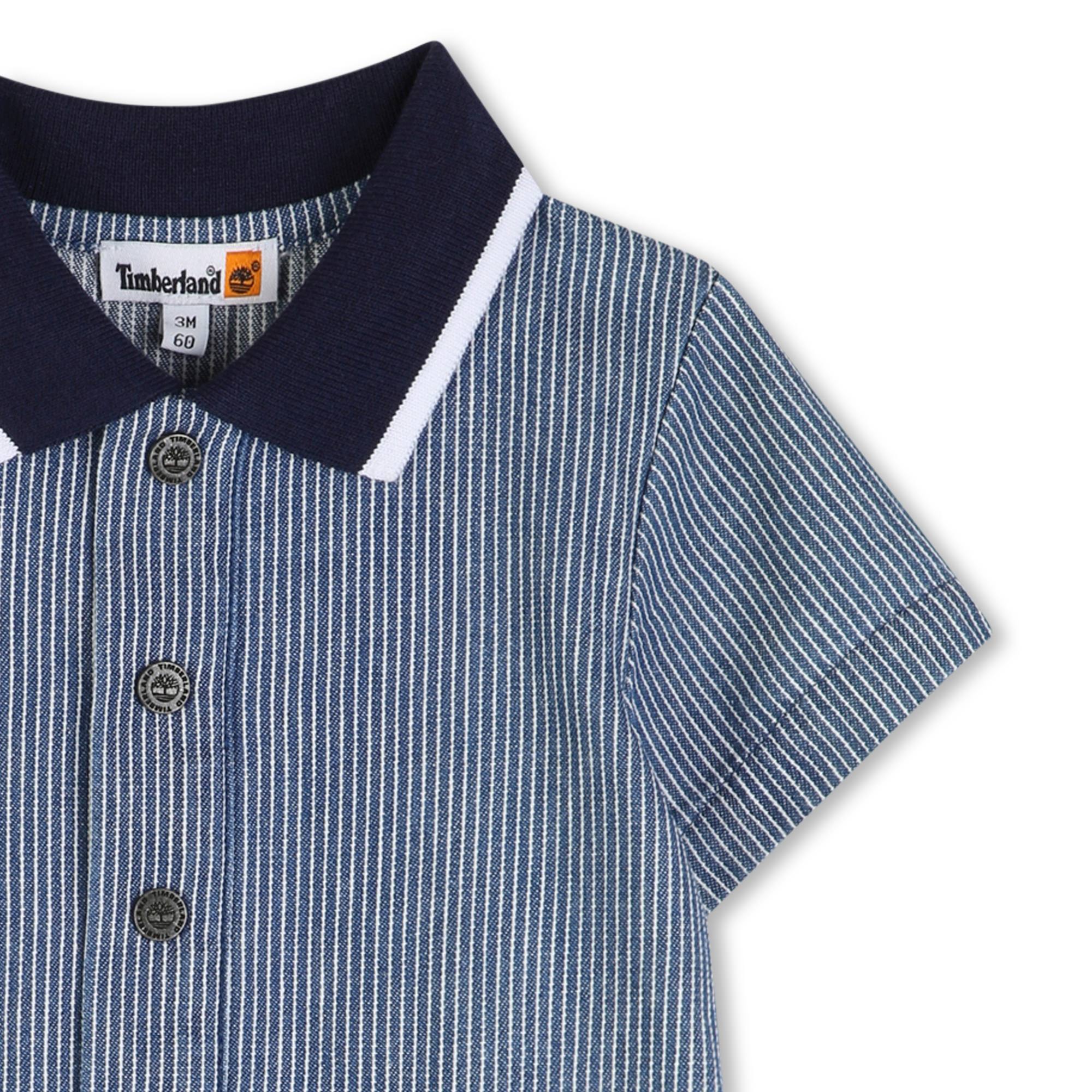 Timberland baby boys striped polo romper close-up collar detail