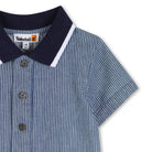 Timberland baby boys striped polo romper close-up collar detail