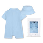    Timberland baby boys pale blue short all in one back view