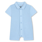     Timberland baby boys blue short sleeve romper front view