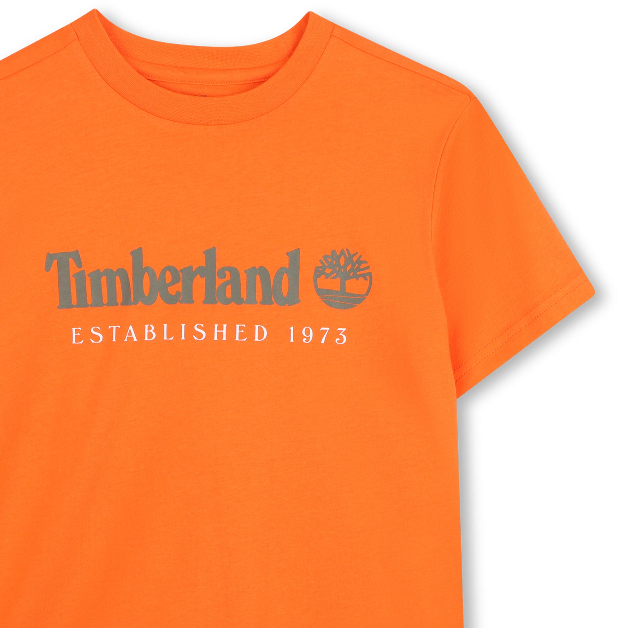 Timberland boys orange logo summer T-shirt close-up detail