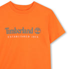 Timberland boys orange logo summer T-shirt close-up detail
