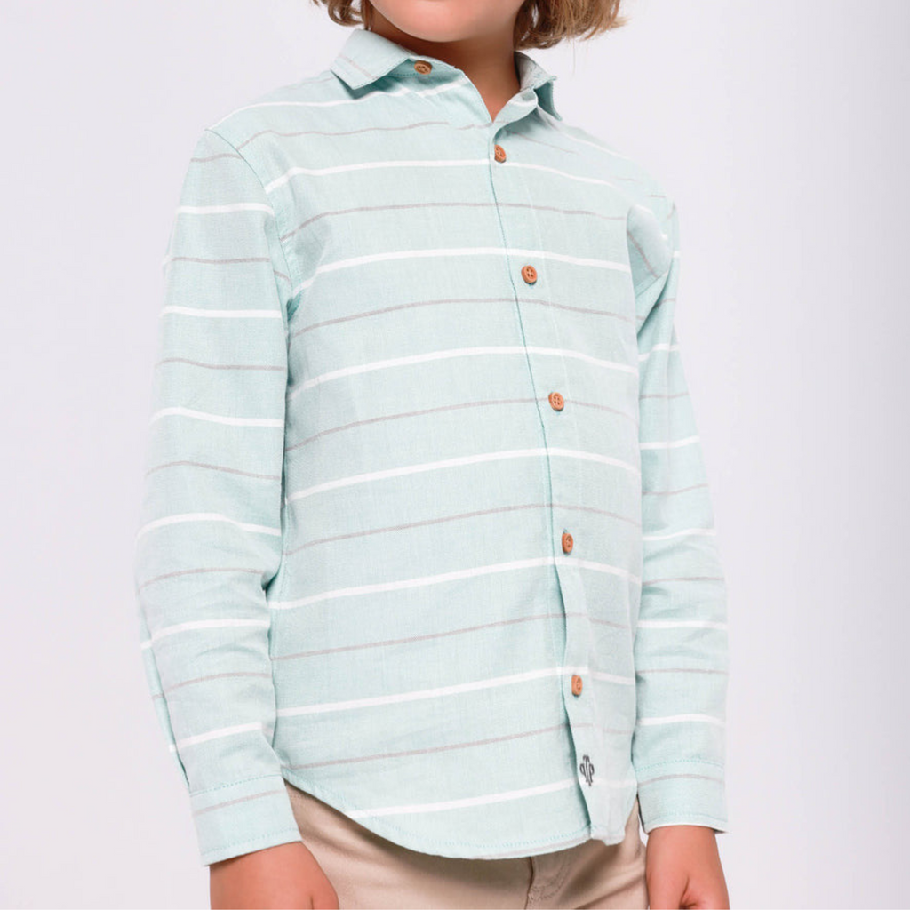 Tutto Piccolo Boys Green Stripe Shirt