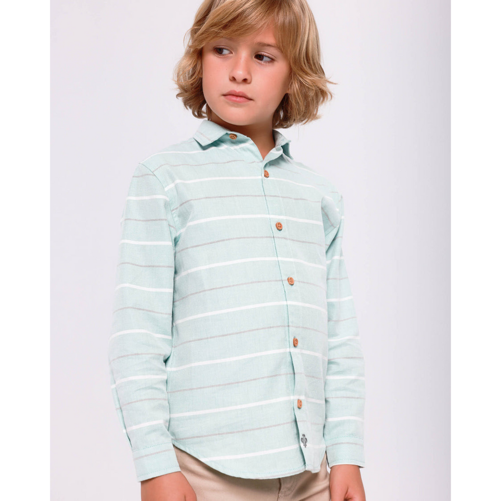 Tutto Piccolo Boys Mint Green Stripe Occasion Shirt