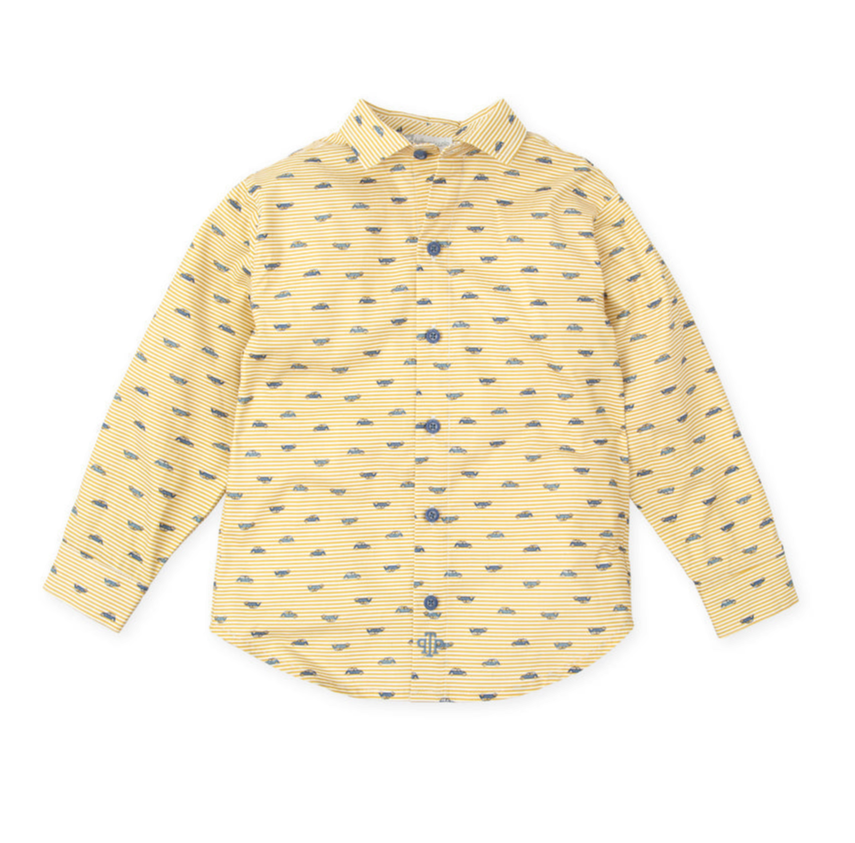 Tutto Piccolo Boys Mustard Car Print Shirt