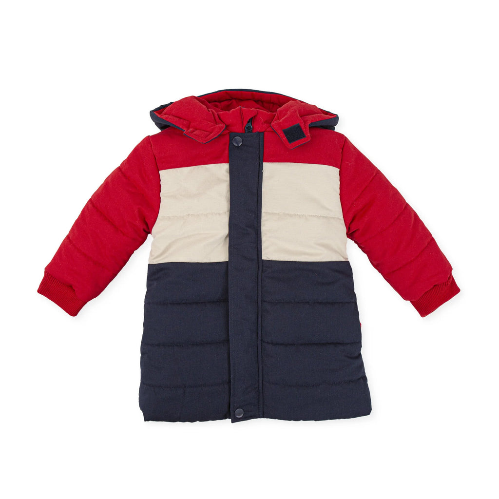 Tutto Piccolo Boys Red & Blue Winter Puffer Coat