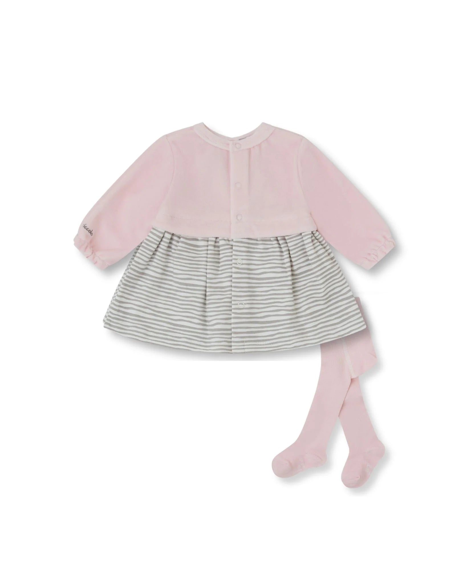 Tutto Piccolo baby girls pink dress and tights set back view