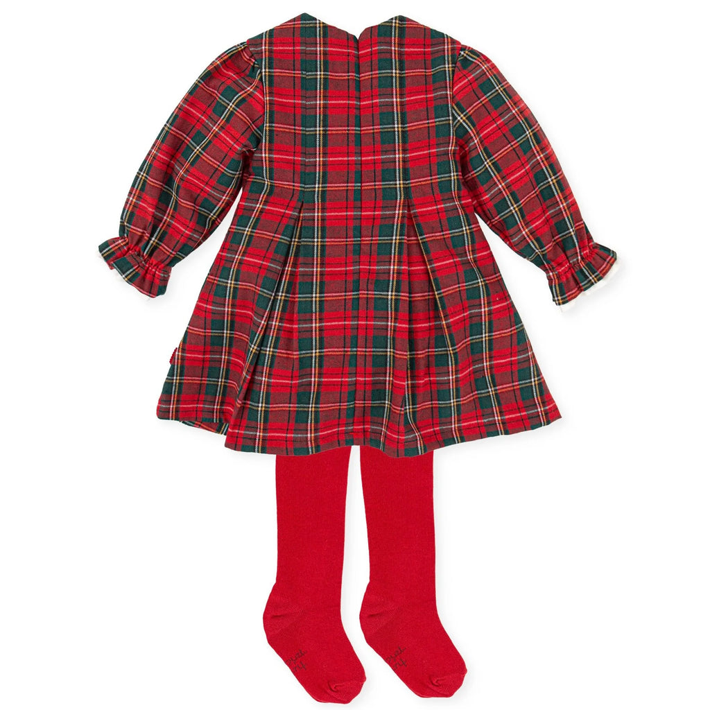 Tutto Piccolo Girls Red Tartan Dress Set From The Back