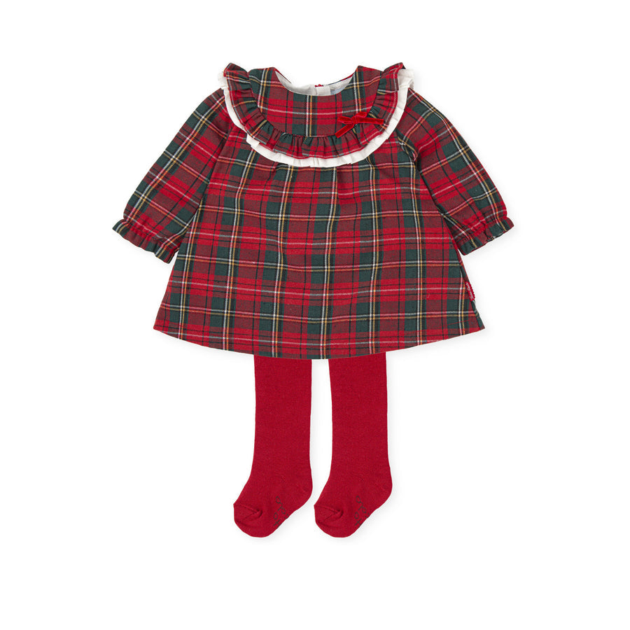 Tutto Piccolo Baby Traditional Red Dress & Tights Set