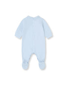 Tutto Piccolo baby boys sky blue footed romper back view