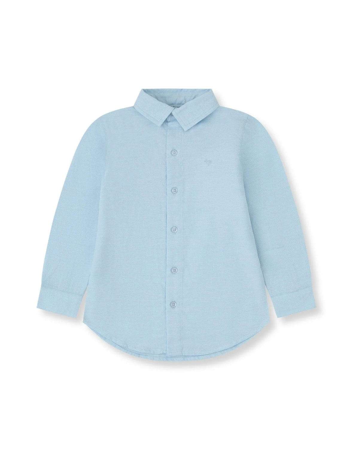 Tutto Piccolo boys porcelain blue chambray long sleeve shirt front
