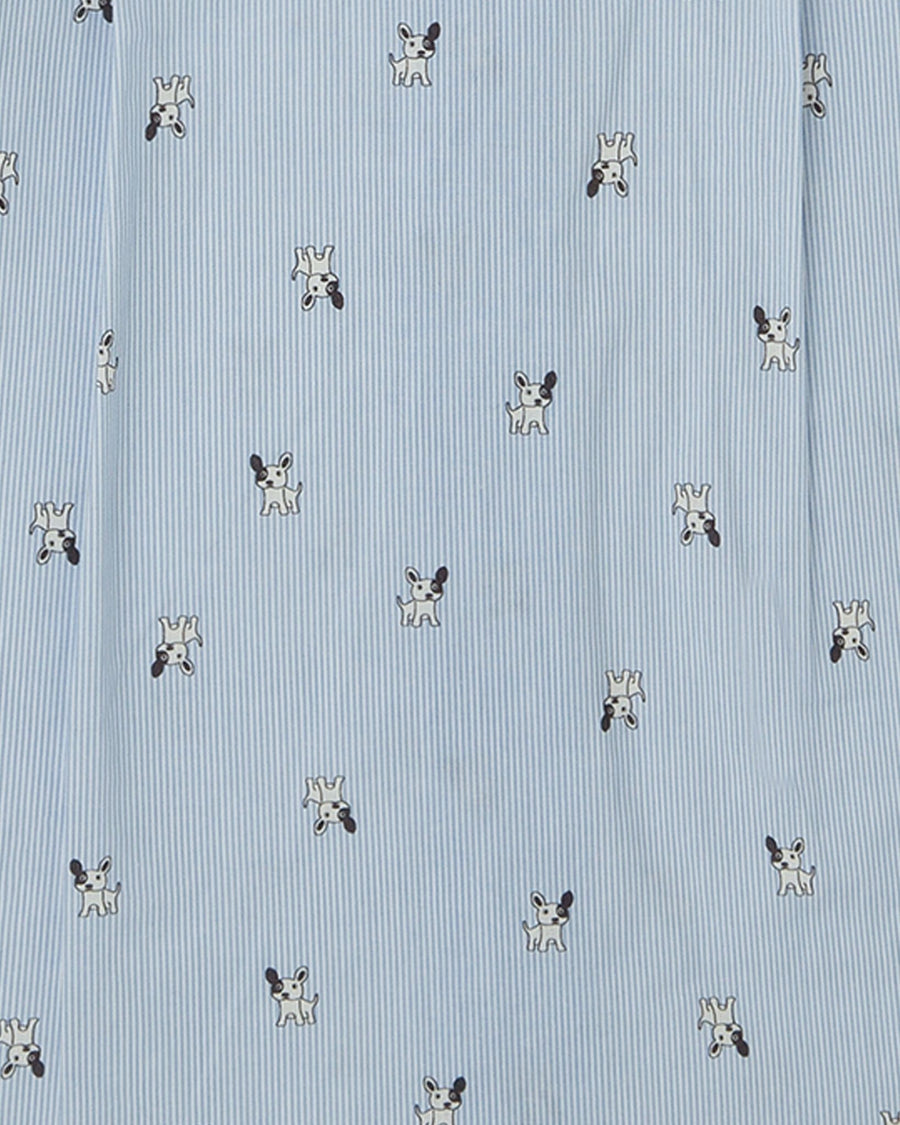 Close-up of Tutto Piccolo boys blue printed shirt