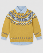 Tutto Piccolo boys mustard patterned knitted jumper front