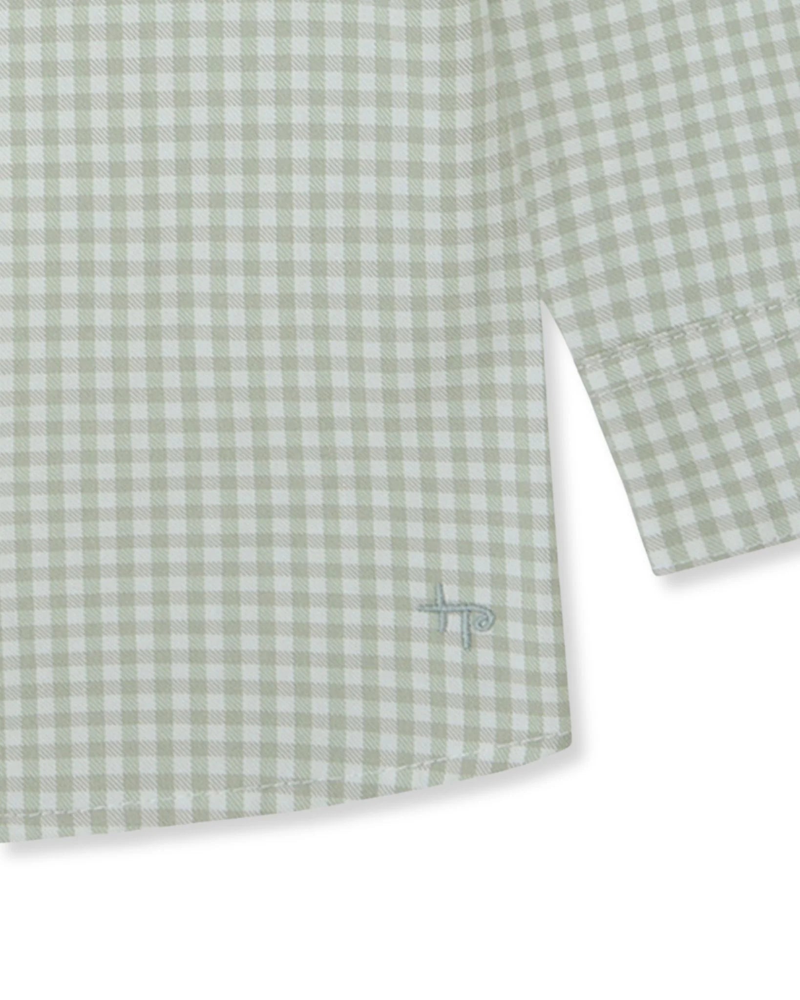 Tutto Piccolo sea green check knit sweater front view
