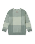 Close-up of Tutto Piccolo sea green check knit pattern