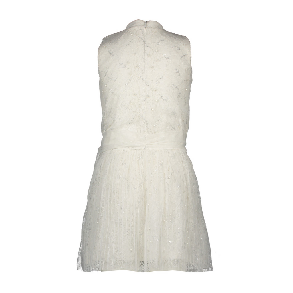 Le Chic Girls Sparkle Sleeveless Occasion Dress In Off White Colour At The Back