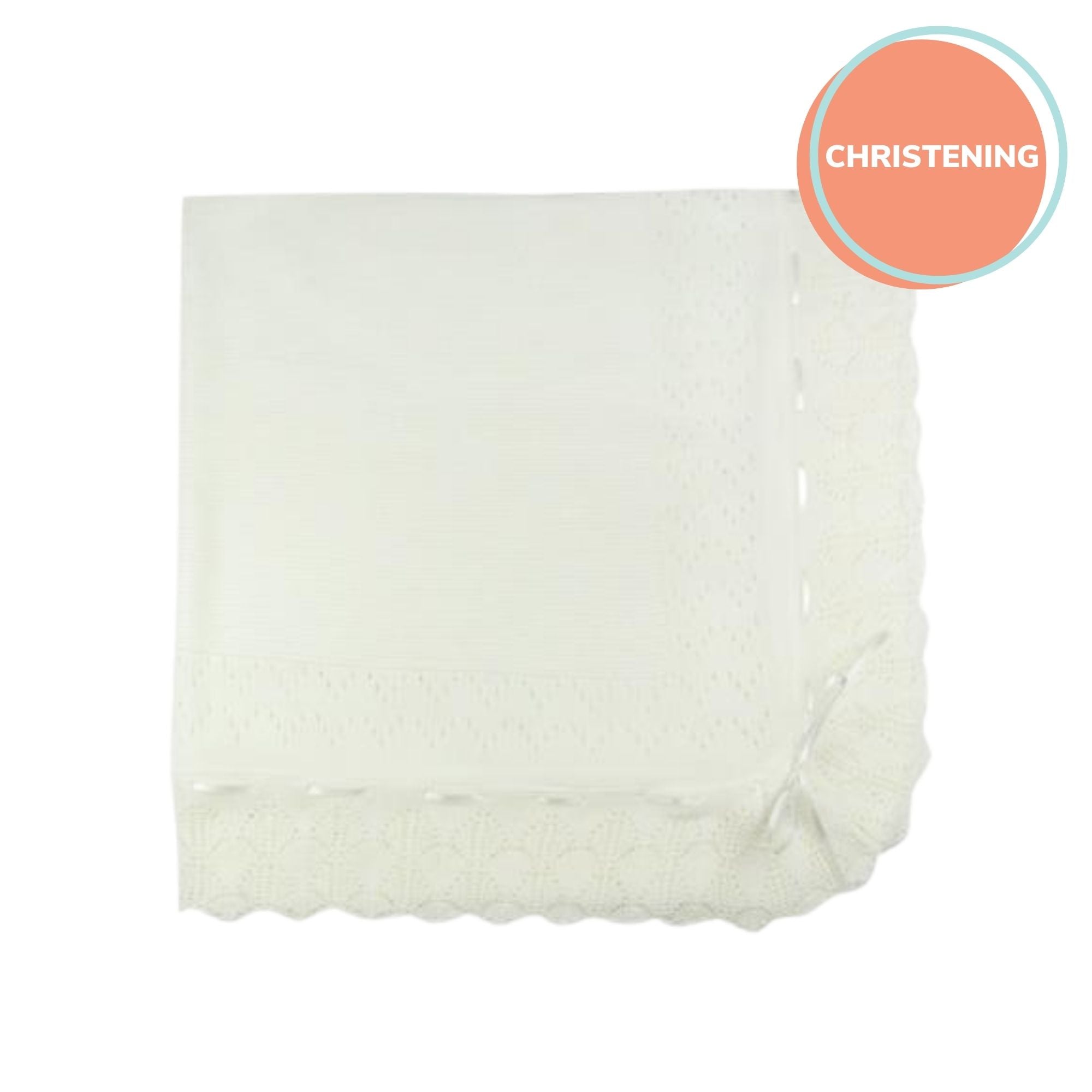Sardon White Unisex Christening Blanket