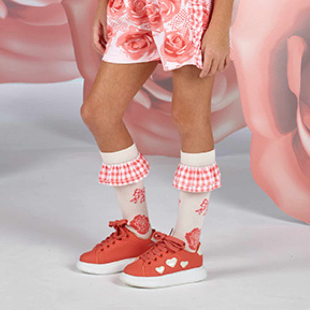 A Dee Queeny Girls Coral Chunky Heart Trainers