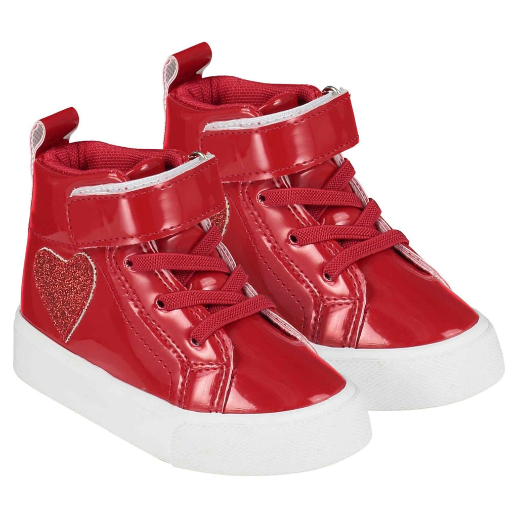 A Dee Red Sweetheart Glitter High Top Trainers