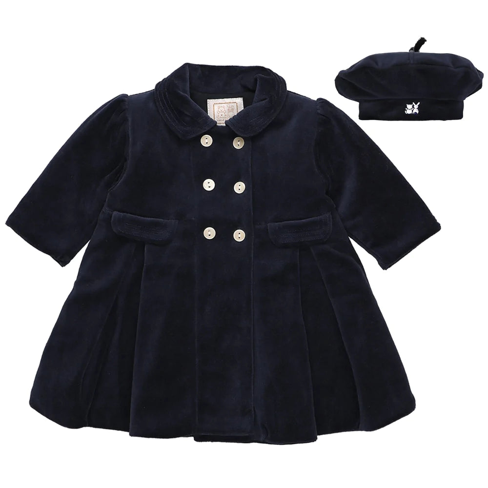 Emile et Rose Rosanna Navy Occasion Coat & Hat Set For A Baby Girl