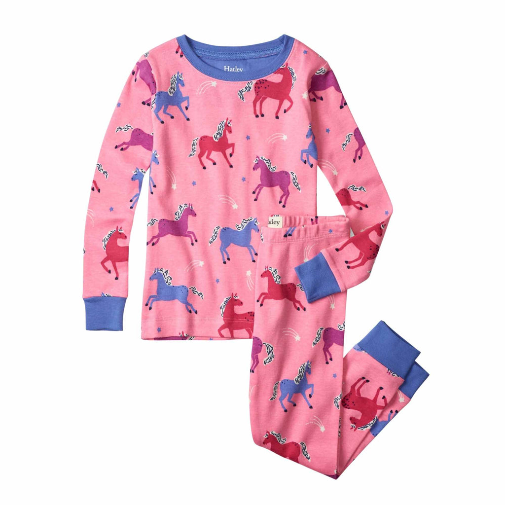 Hatley Girls Pink Dreamy Horses Organic Cotton Pyjama Set