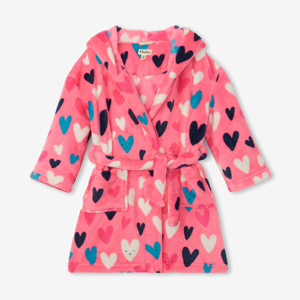 Hatley Girls Pink Confetti Hearts Fleece Robe