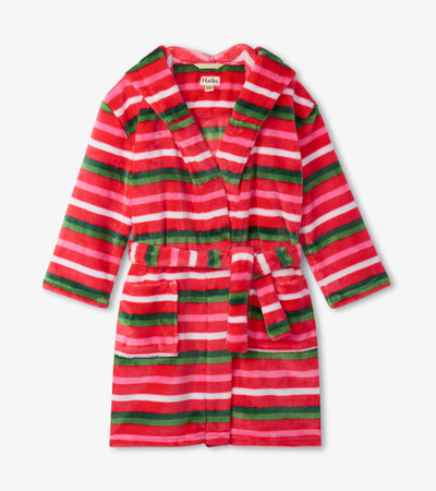 Hatley Red Candy Cane Fleece Robe For Kids