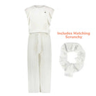 Le Chic Kyrsi Ivory Jumpsuit & Scrunchie Set