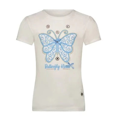 Le Chic Nommy Girls Ivory Butterfly T-shirt