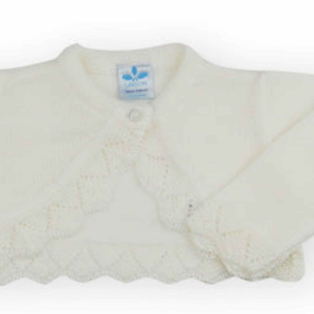 Sardon Baby Girls White Knitted Bolero Cardigan For Christening