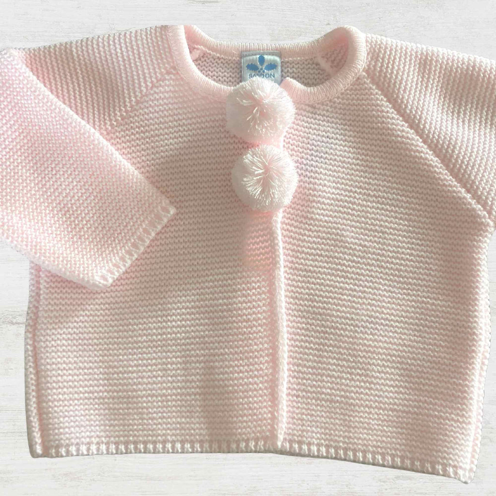 Sardon Pink Pom Pom Knitted Cardigan Baby Girl